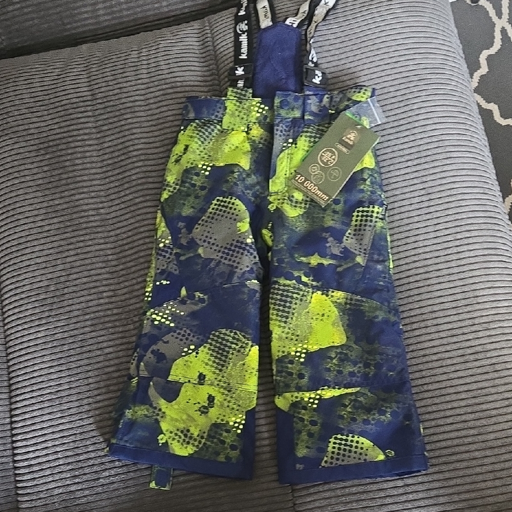 Snowpants For 4 Years Old Kamik Vibrant Blue and Yellow Overalls